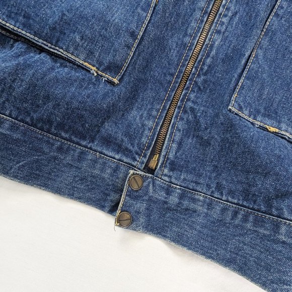 VTG Denim Zip Up Stonewash Detail Front Pocket Vest Jacket - Picture 2 of 7